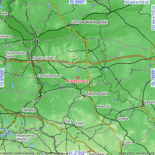 Topographic map of Międzylesie