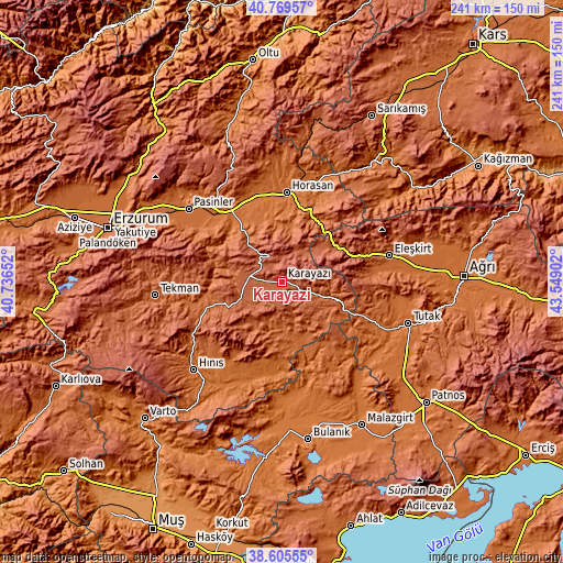 Topographic map of Karayazı