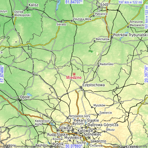 Topographic map of Miedzno