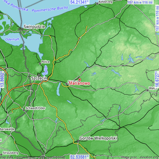 Topographic map of Marianowo