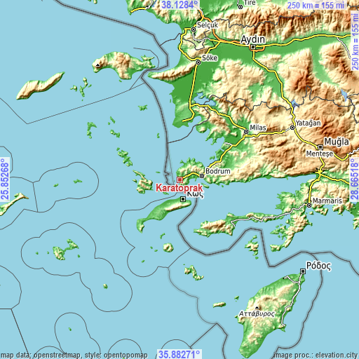 Topographic map of Karatoprak