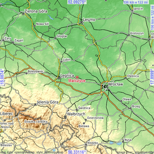 Topographic map of Malczyce