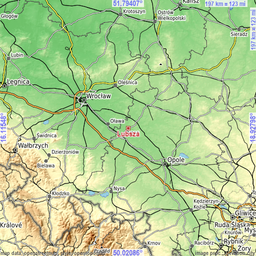 Topographic map of Lubsza