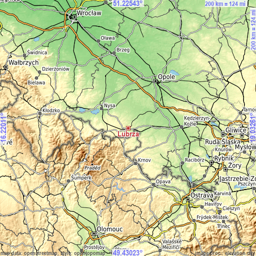 Topographic map of Lubrza