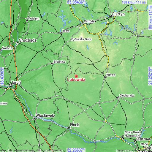 Topographic map of Lubowidz