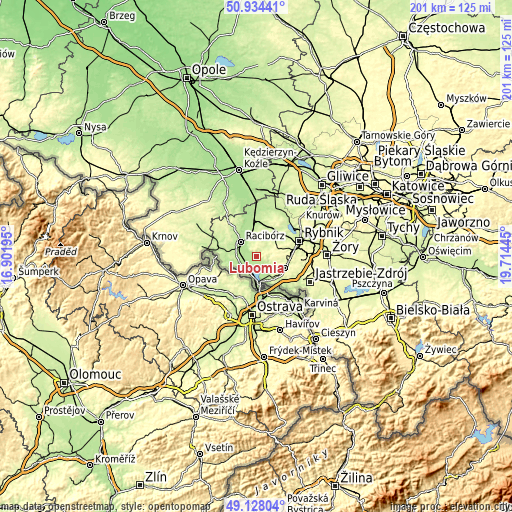 Topographic map of Lubomia