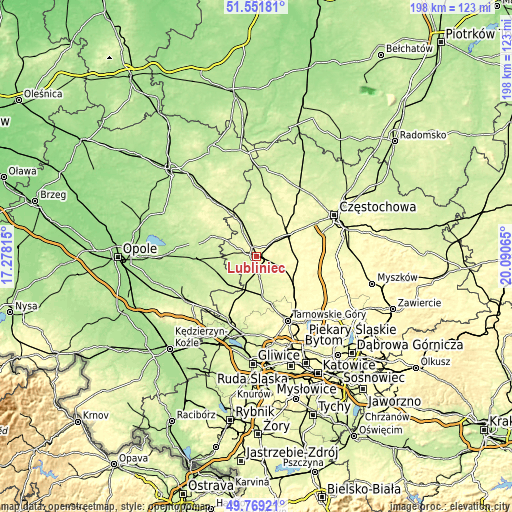 Topographic map of Lubliniec