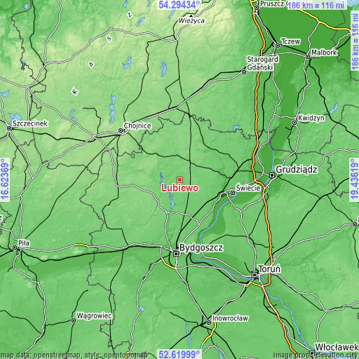 Topographic map of Lubiewo