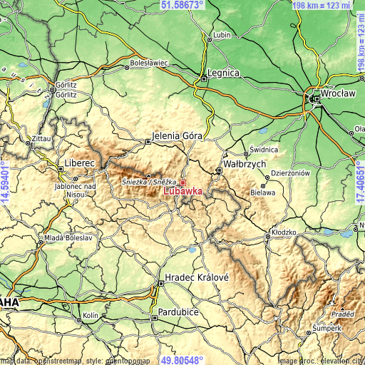 Topographic map of Lubawka