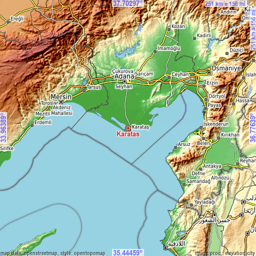 Topographic map of Karataş