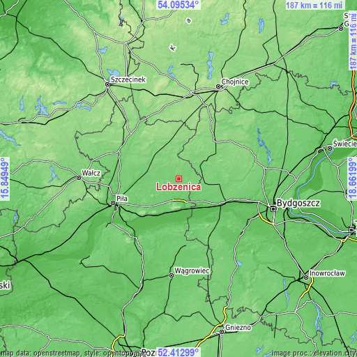 Topographic map of Łobżenica