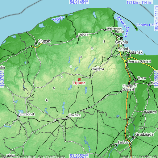 Topographic map of Lipusz