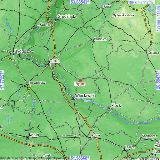 Topographic map of Lipno