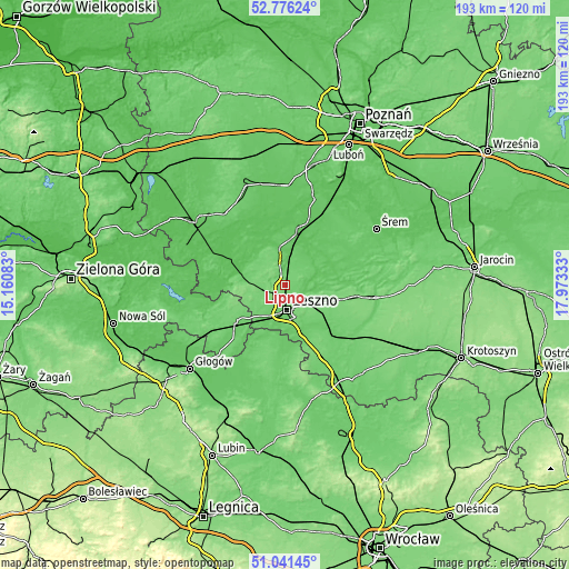 Topographic map of Lipno