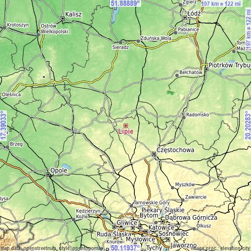 Topographic map of Lipie