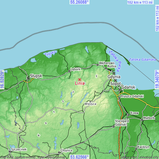 Topographic map of Linia
