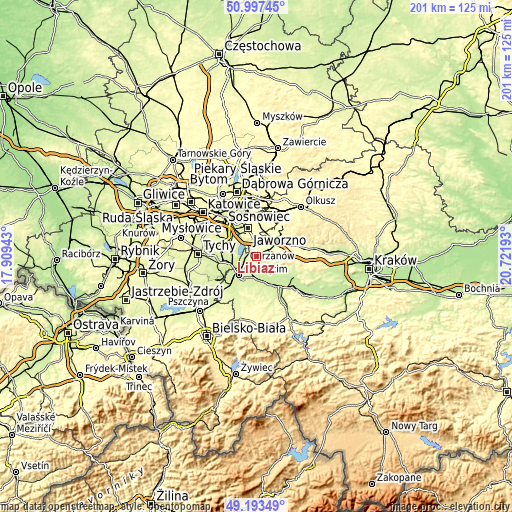 Topographic map of Libiąż