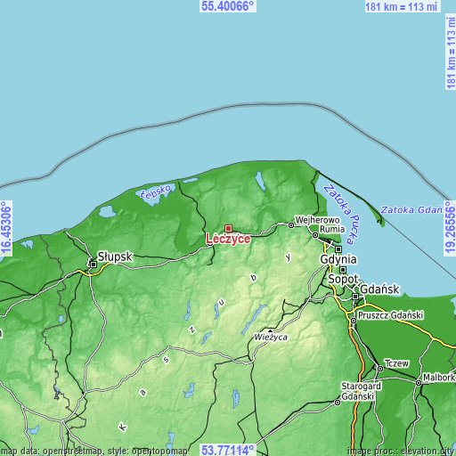 Topographic map of Łęczyce