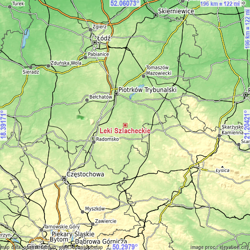 Topographic map of Łęki Szlacheckie