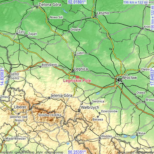 Topographic map of Legnickie Pole