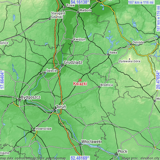 Topographic map of Książki