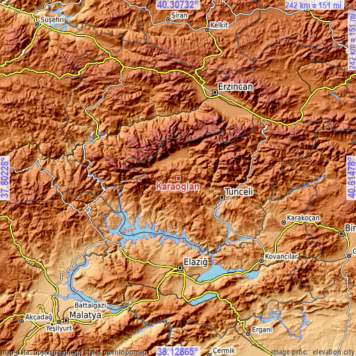 Topographic map of Karaoğlan