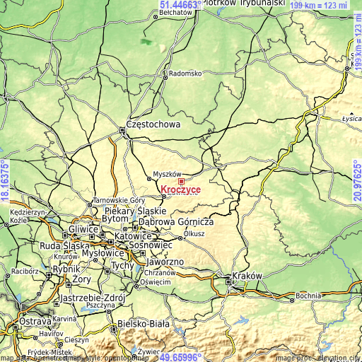 Topographic map of Kroczyce