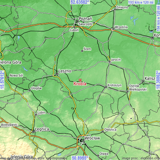 Topographic map of Krobia