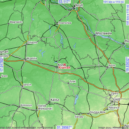 Topographic map of Kramsk