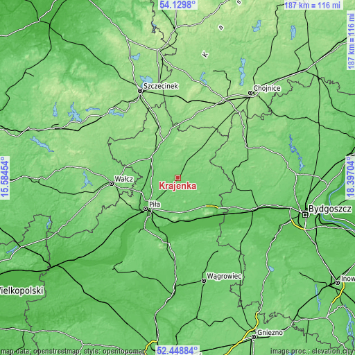 Topographic map of Krajenka