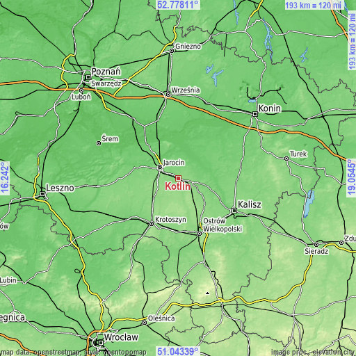 Topographic map of Kotlin