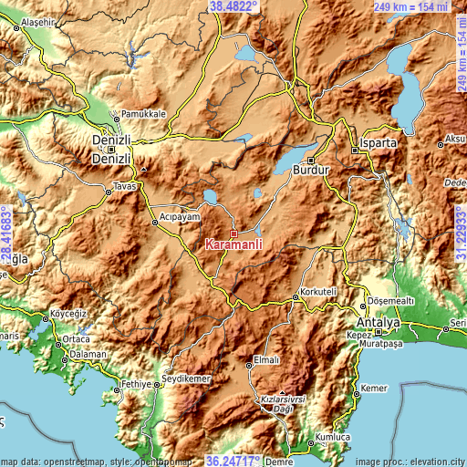 Topographic map of Karamanlı