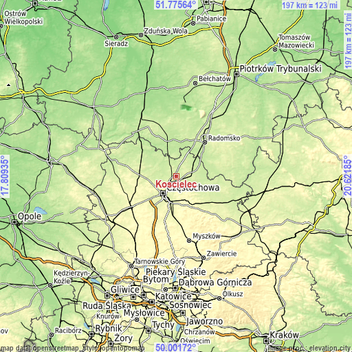 Topographic map of Kościelec