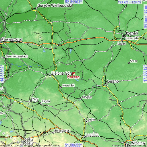 Topographic map of Kolsko