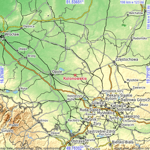 Topographic map of Kolonowskie