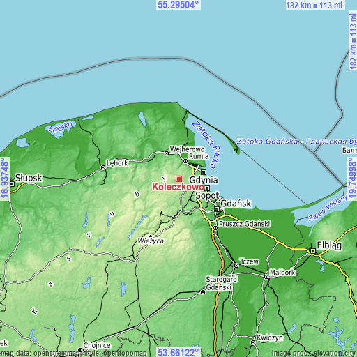 Topographic map of Koleczkowo