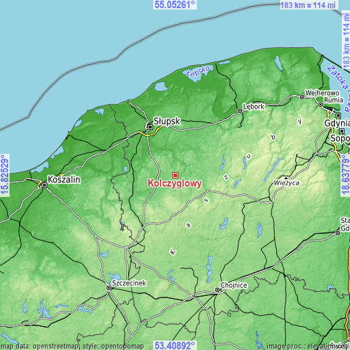 Topographic map of Kołczygłowy