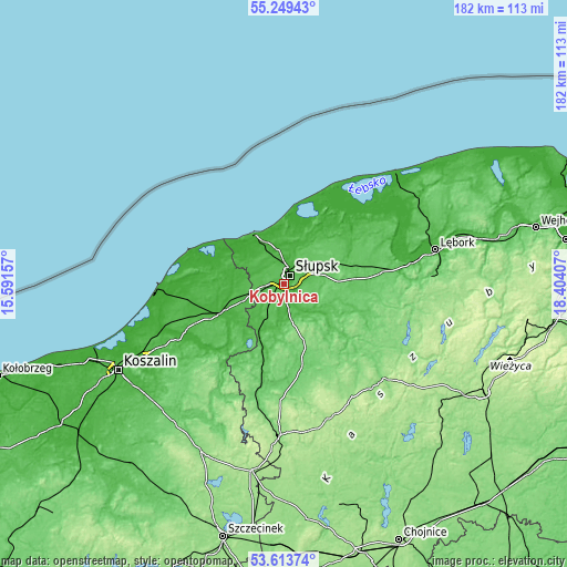 Topographic map of Kobylnica