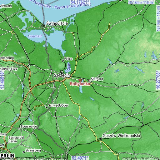 Topographic map of Kobylanka