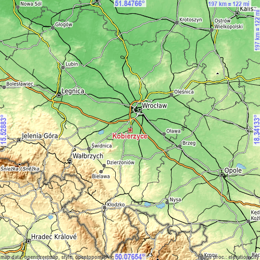 Topographic map of Kobierzyce