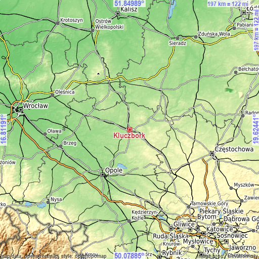 Topographic map of Kluczbork