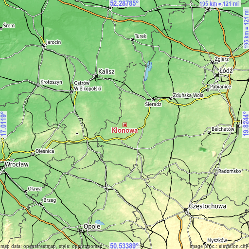 Topographic map of Klonowa