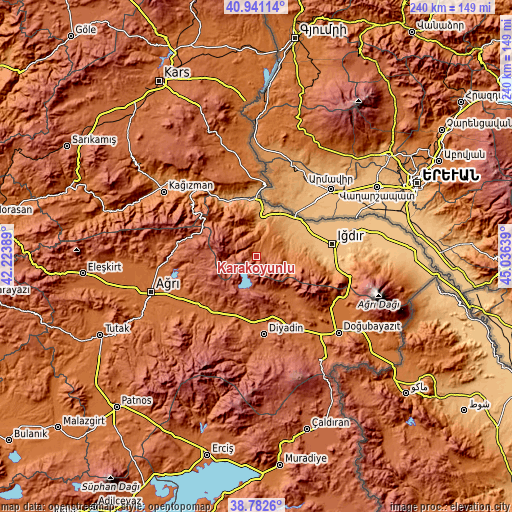 Topographic map of Karakoyunlu
