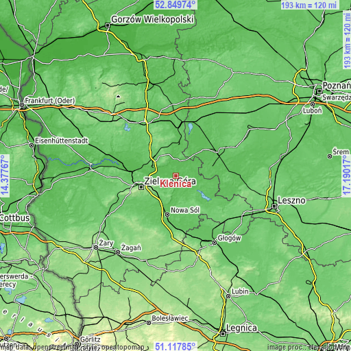 Topographic map of Klenica