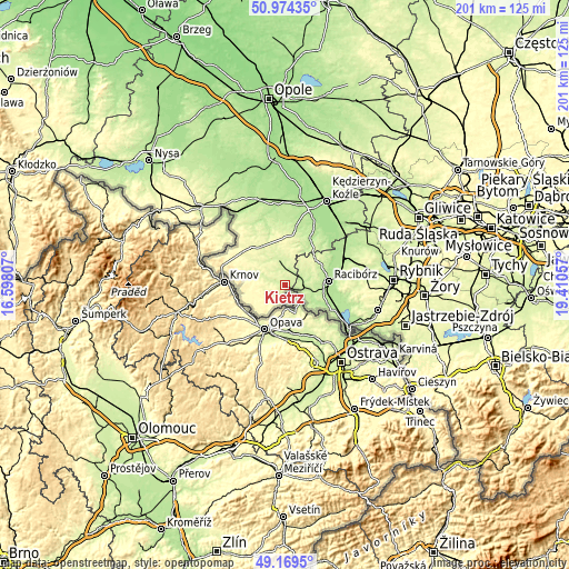 Topographic map of Kietrz