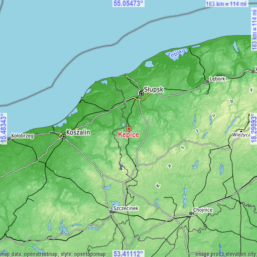 Topographic map of Kępice