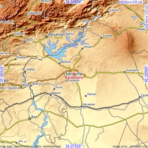 Topographic map of Karaköprü
