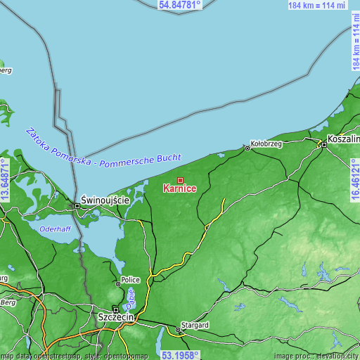 Topographic map of Karnice