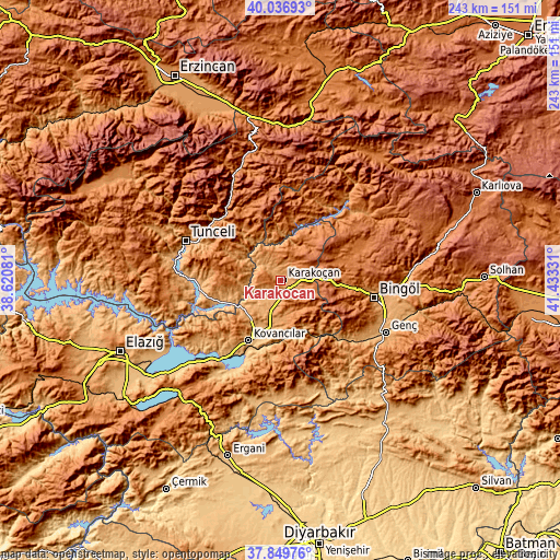Topographic map of Karakoçan