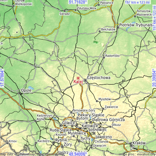 Topographic map of Kalej